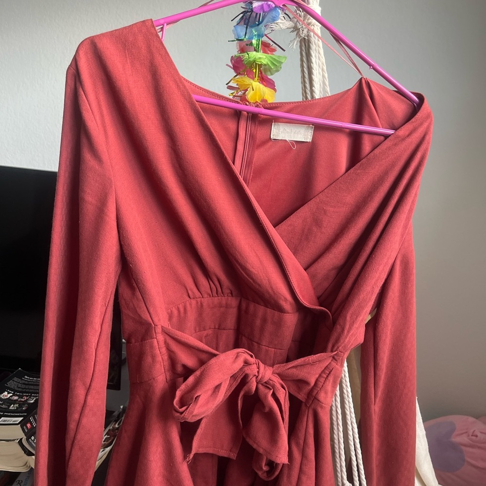 Elegant Red Wrap Dress